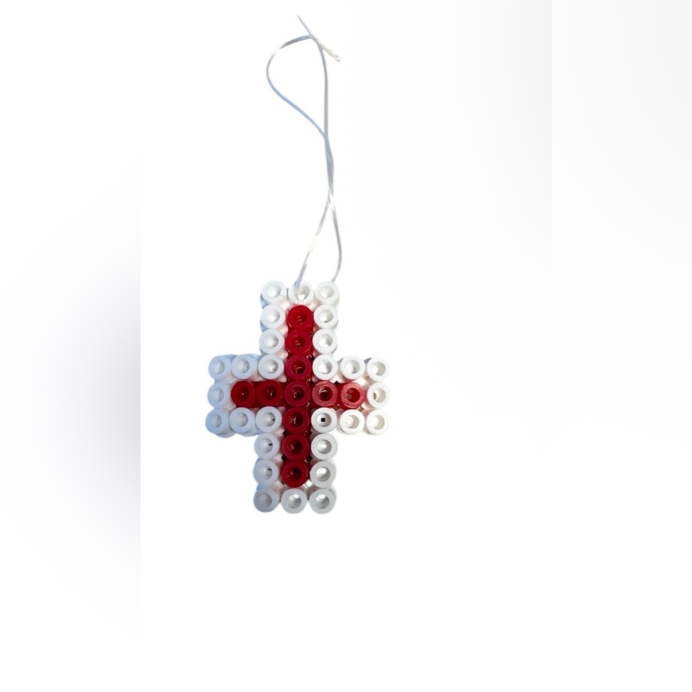 Perler Bead Cross Ornament/ car charm